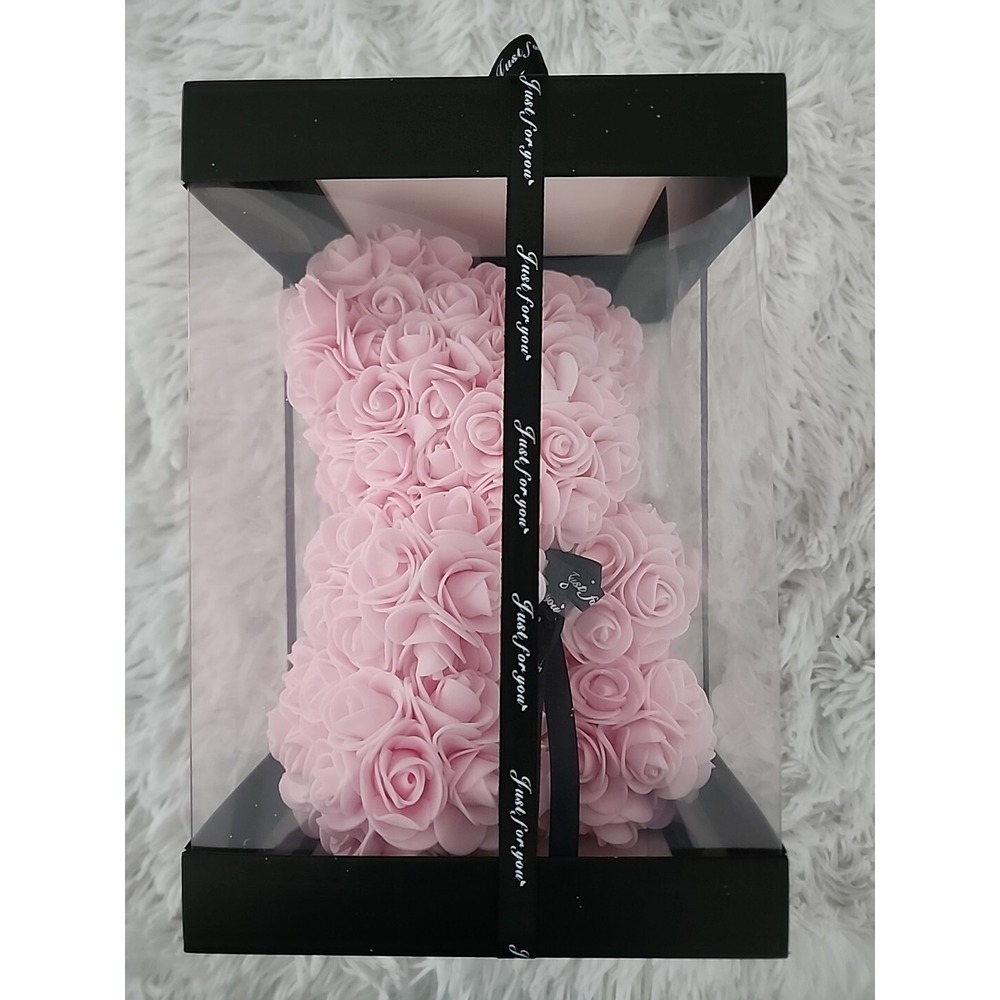 Pink Rose Teddy Bear Women Gifts For Valentines Day Birthday Anniversary W/ Box